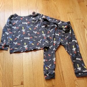 GAP Kids Organic Cotton Gray Rocket Print Pajama Set, 18-24 Mo